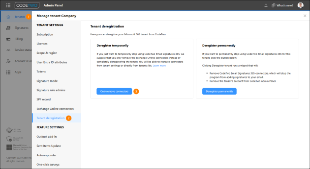 Temporarily removing the Exchange Online connectors from a Microsoft 365 tenant.