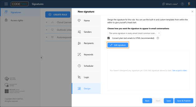Opening the template editor.