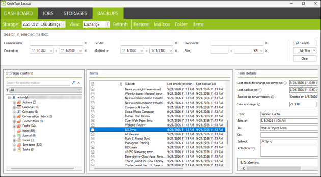 Browsing through backed up data in search of items.