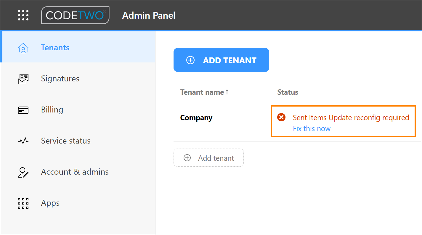 Sent Items Update reconfig required