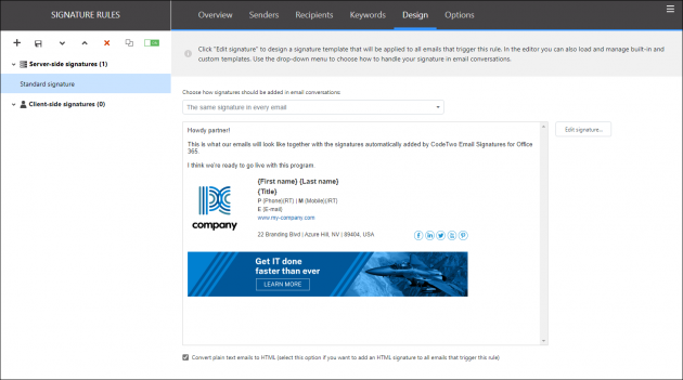 The Design tab.