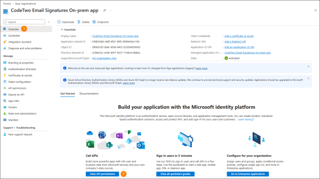 Accessing the API permissions page.
