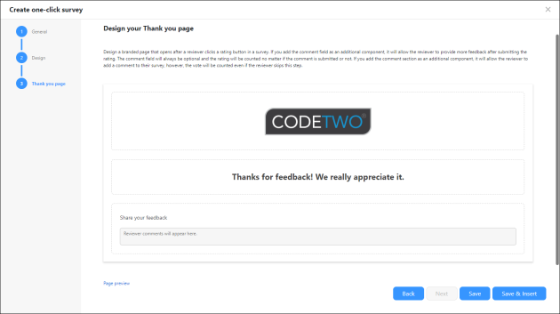 Designing a Thank you page for your survey.