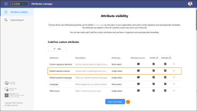 Saving and publishing the new custom attribute in the Attributes manager app.