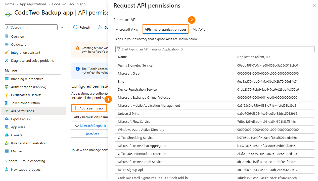 Listing all APIs available for your organization.