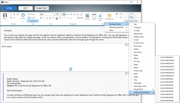 Editor - full attributes list ESIG O365