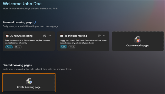 Adding a new booking page