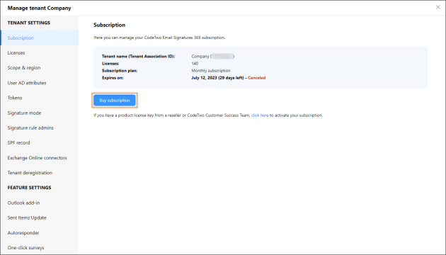 Buying a new subscription.