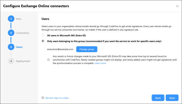 The connectors configuration wizard in CodeTwo Admin Panel.