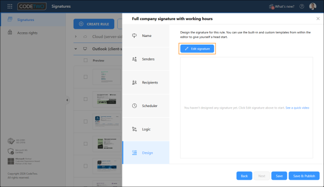 Opening the template editor.