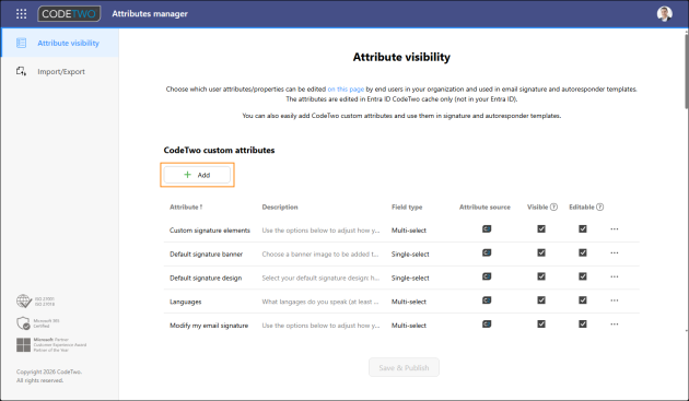 Adding a custom attribute in the Attributes manager app.