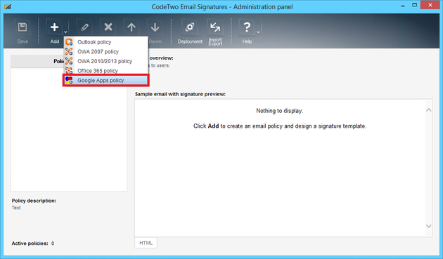 Email Signatures - Adding Google Apps policy.