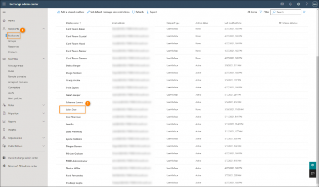Accessing the user’s mailbox settings.
