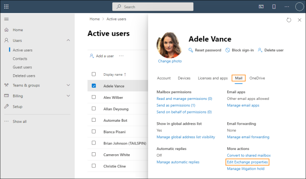 Accessing the user's mailbox properties