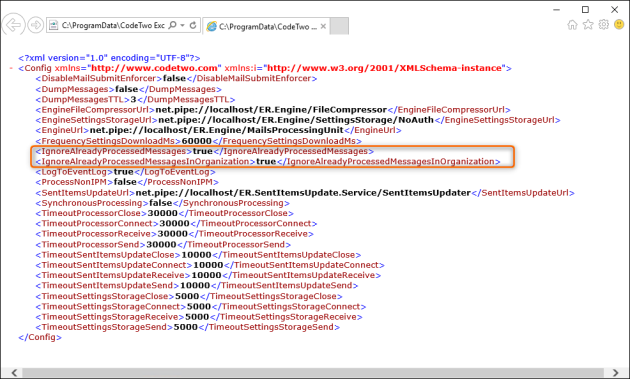 The entries responsible for multiple processing of the same message.