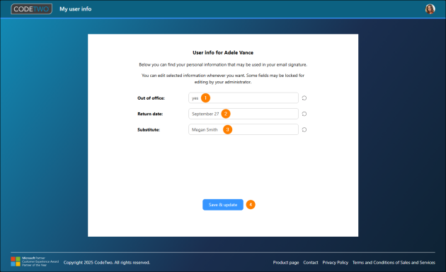 A sample configuration for OOF replies.