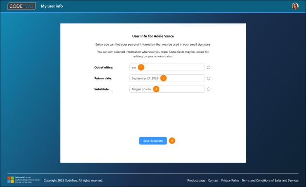 A sample configuration for OOF replies.