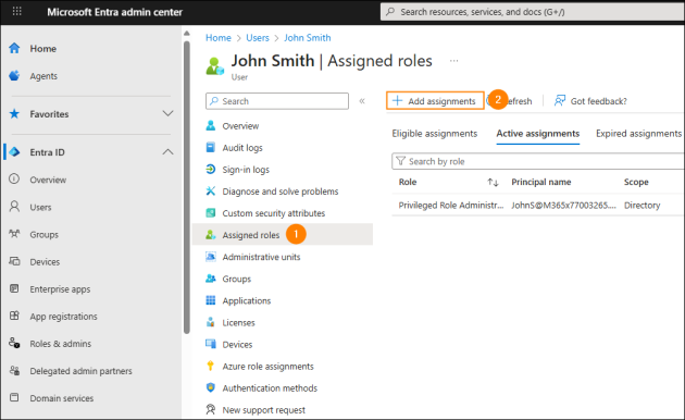 Updating a role assignment to set the assignment duration.