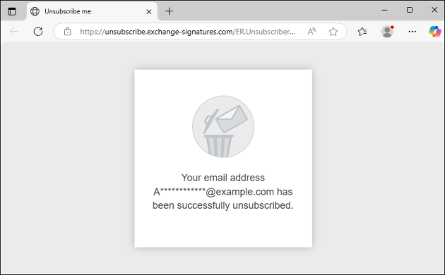 The Unsubscribe mechanism’s landing page.
