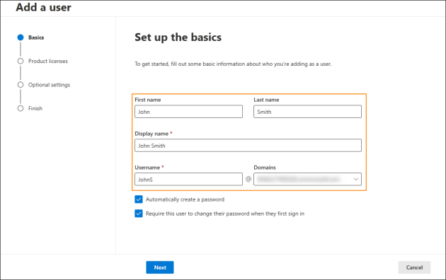 Adding basic user information.
