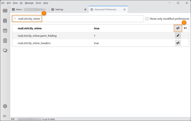 Changing the setting for the mail.strictly_mime option.