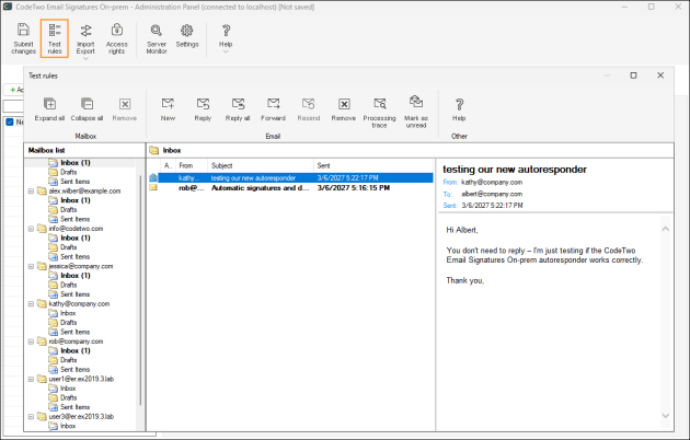 Opening the rules tester.