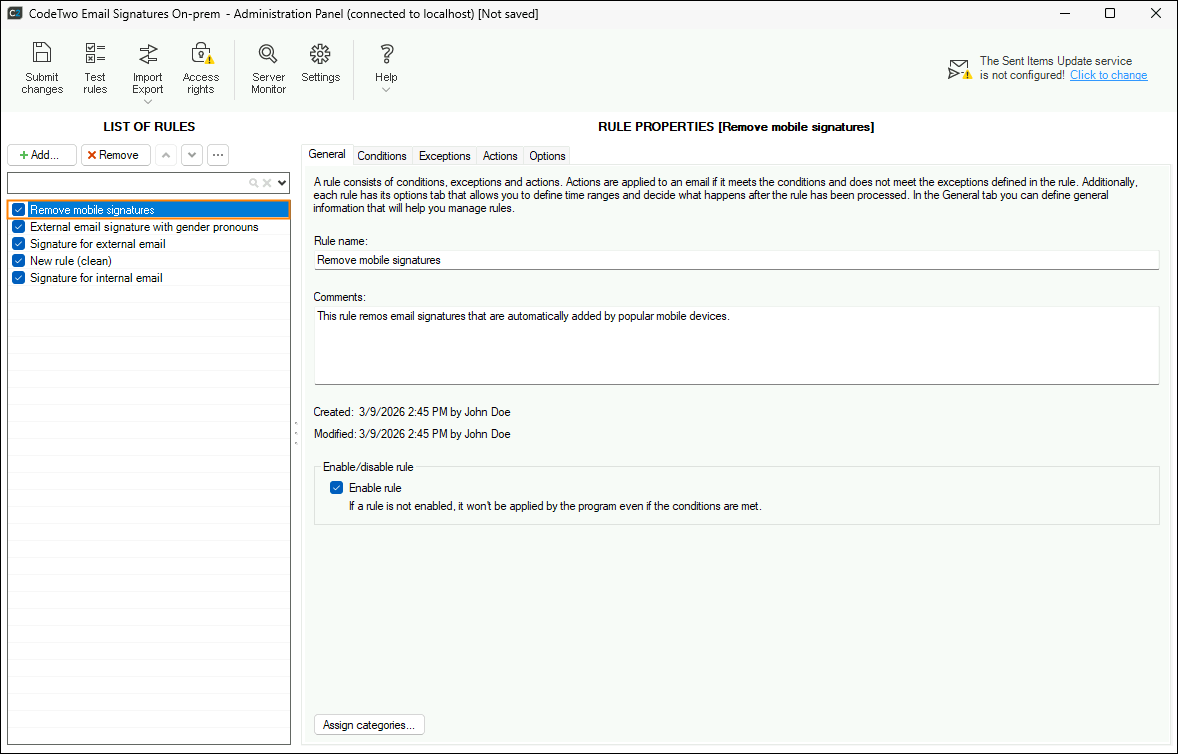 The newly created email rule has to be executed as the first one.