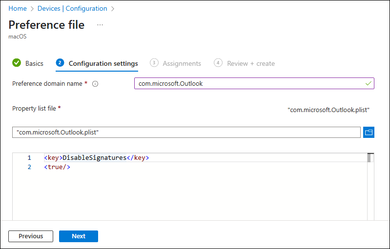 Entering the preference domain name and loading the PLIST file.