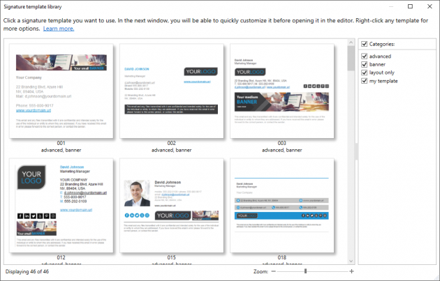 Editor - quick guide - choose template