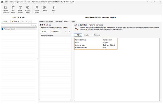 Keywords visible on the properties pane.