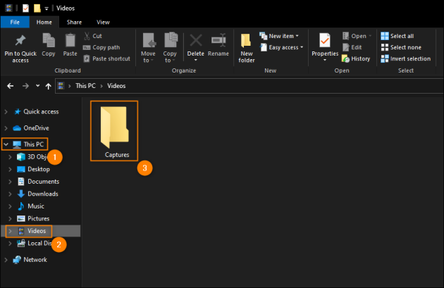 Accessing your videos captured with Xbox Game Bar.