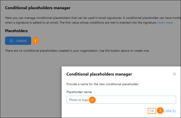 Creating a new conditional placeholder.