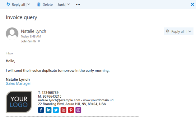 A message whose format was changed to HTML by the program.