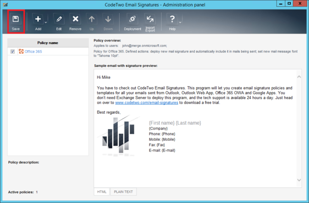 Email Signatures - O365 saving new policy.