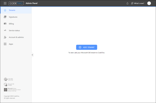 Esig - Admin Panel - New account