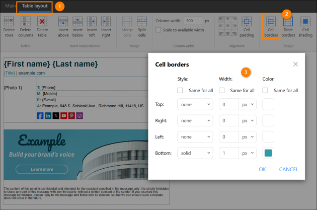 Adding a horizontal line between two table rows.