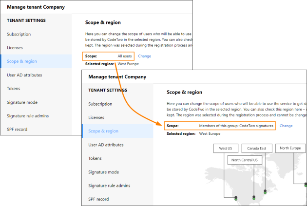 Limiting the scope of licensed users to the group with dynamic membership.