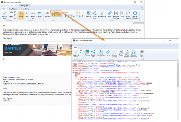 You can edit the source code of your HTML template.