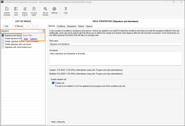 Using the search box.