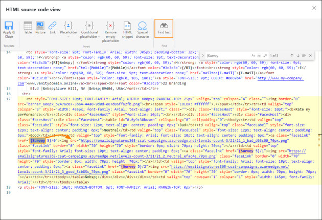 Locating the first src attribute in the survey’s HTML code.
