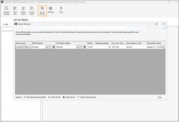Opening the Server Monitor.