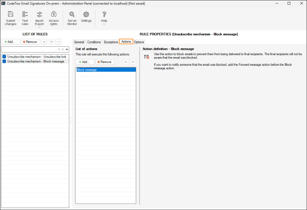 Blocking the recipient from receiving further emails from your organization.
