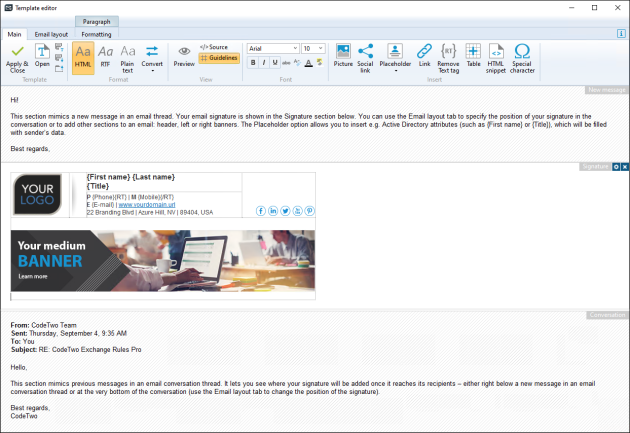 CodeTwo Template Editor.
