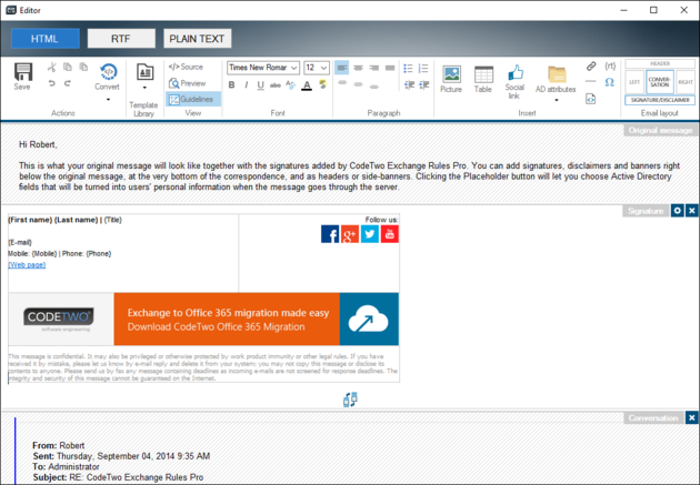 Editor - main window with sample signature