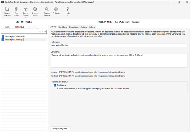 Adding the second rule.