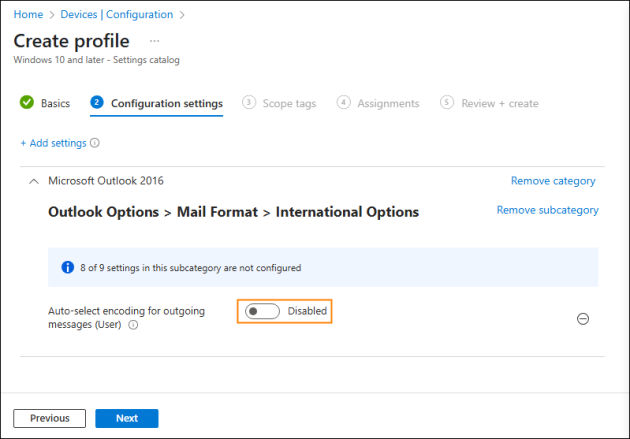 Globally preventing users’ Outlooks from auto-selecting encoding (Intune).