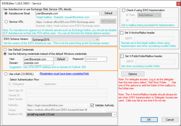 Configuring a direct connection to a mailbox.