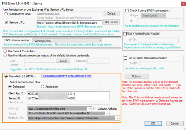 Configuring a connection using OAuth 2.0 (MSAL).
