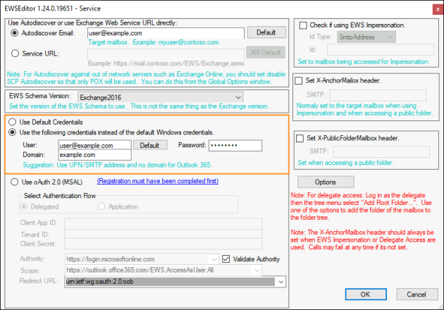 Configuring a direct connection to a mailbox.
