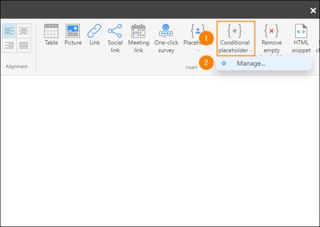 Opening the Conditional placeholders manager.